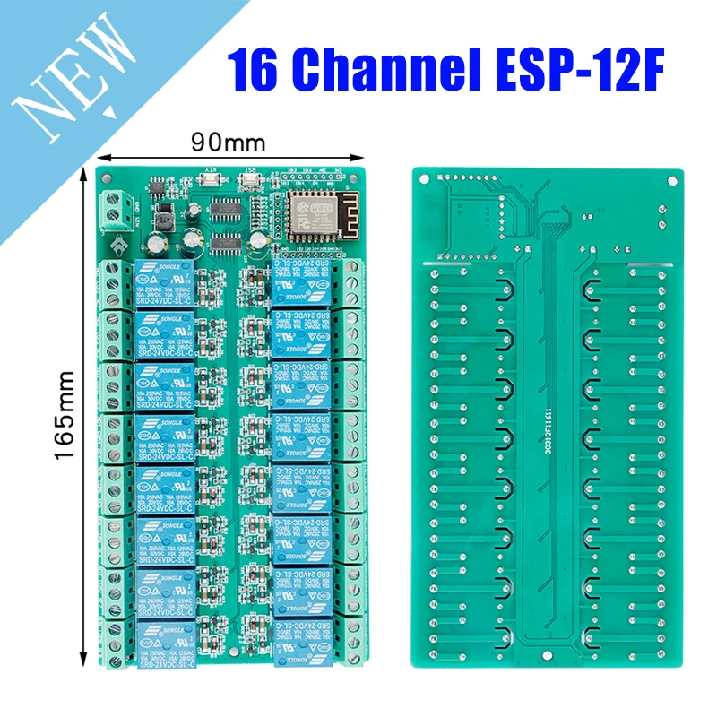 Релейный модуль постоянного тока 24 В ESP8266 Wi-Fi 16 каналов Стандартная плата для