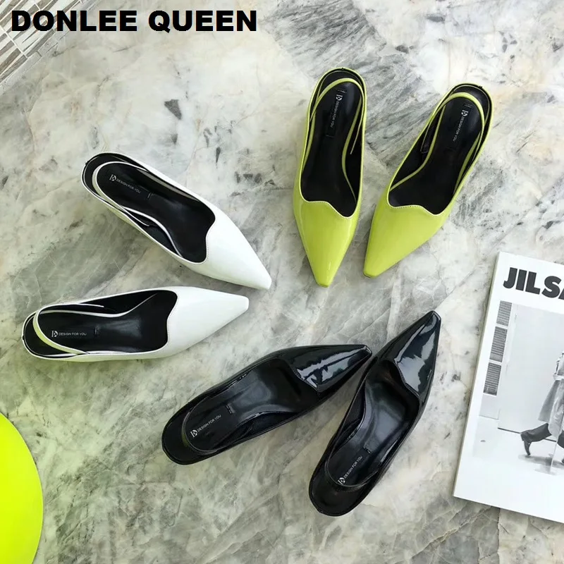 

Fashion Slingback Spring Sandals Women Female Pumps Footwear Pointed Toe Elegant Low Heels Mules Shoes Women Party Wedding Shoes