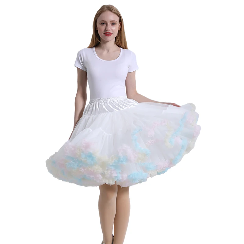 New Fluffy Tulle Petticoats Dress Wedding Bridal Crinoline Lady Girls Lolita Underskirt for Party White Ballet Dance Skirt Tutu