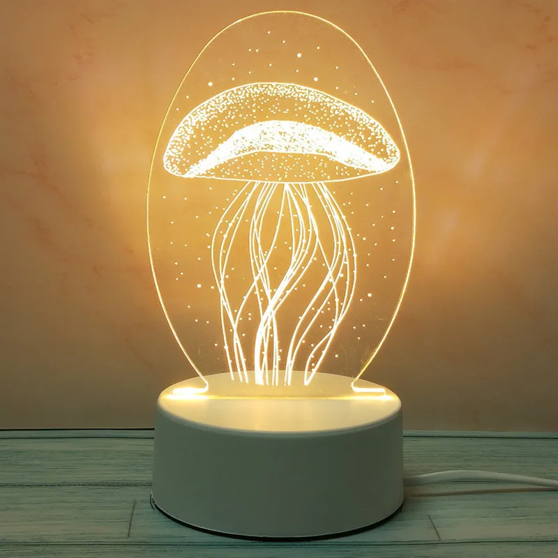 3D ночник светодиодный акриловый Рождественский светильник стиль USB необычный shui mu deng