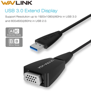 

Wavlink USB 3.0 to VGA Adapter Converter Cable Video Graphics UGA Display Card HD 1920x1080 for PC Laptop Windows Free Shipping
