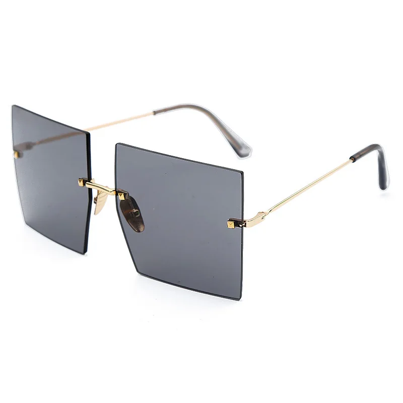 Ретро негабаритных коричневых солнцезащитных очков Женские винтажные солнцезащитные очки бренда класса «Люкс» очки без оправы oculos de sol feminino большие оттенки - Цвет линз: C6 Gray