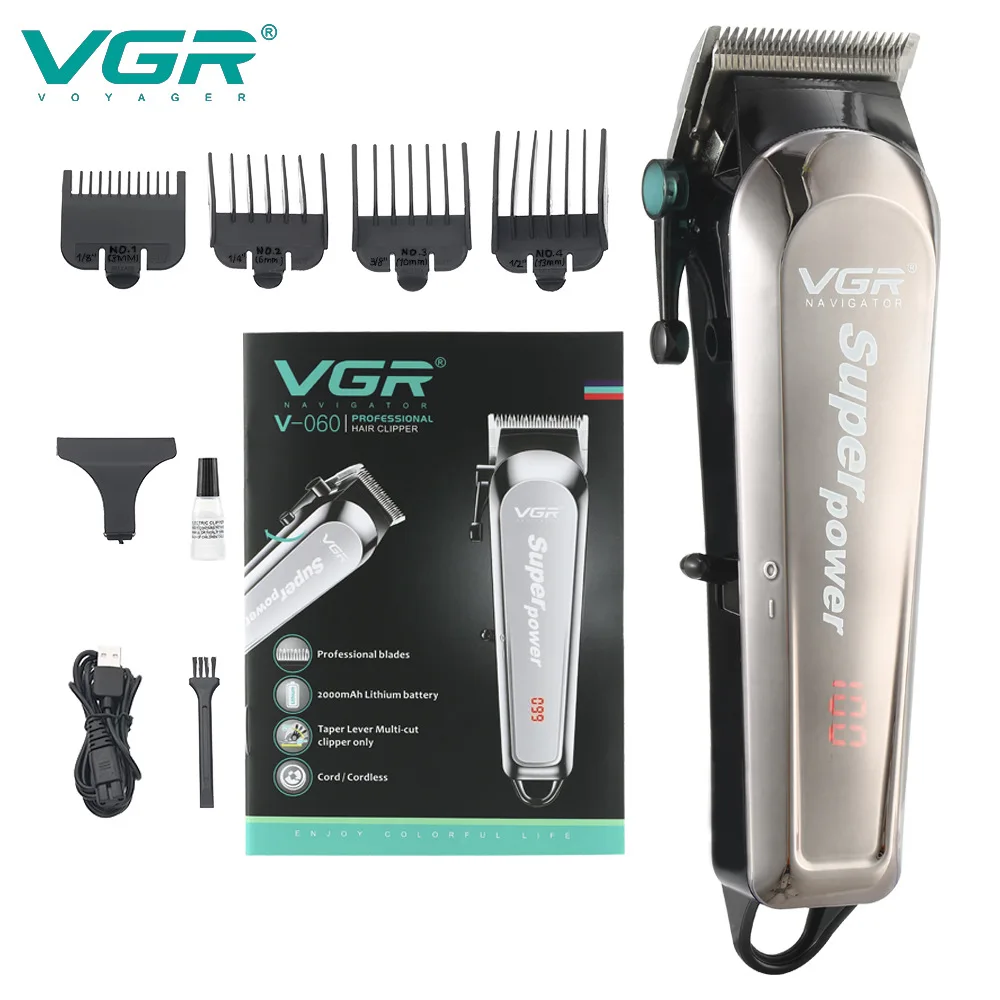 VGR 060 New Electric Hair Clipper Professional  Personal Care Barber Limit Comb Household Trimmer For Men Clippers V-060 4