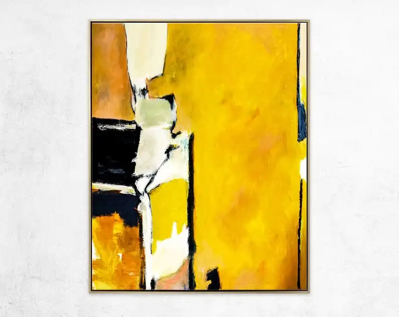 

Abstract Painting Original Large Acrylic Canvas Wall Art Expressionism Yellow Modern Painting Wall Art on Canvas As it stands