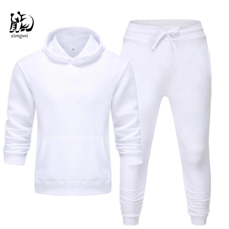 Kopen 2019 Winter Solid Capuchon pak Nieuwe mannen Casual Trainingspakken Heren Hip Hop Jas Sweatshirt Mannen Hoodiessuit + blacktrousers