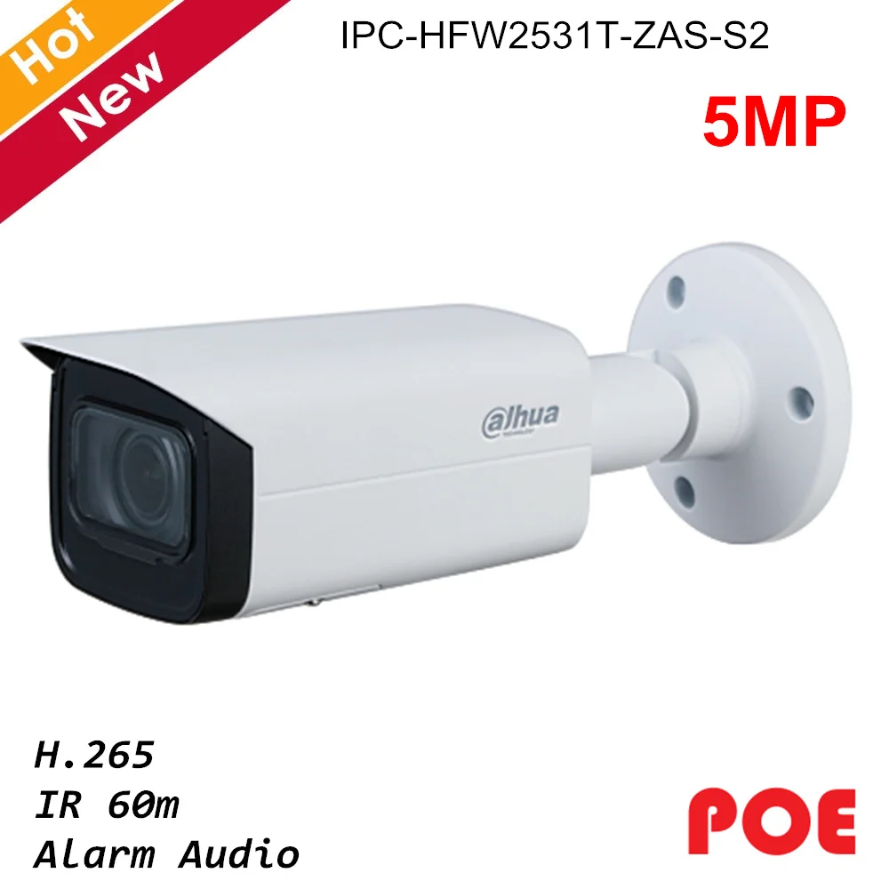 Dahua 5MP IR Vari-focal Bullet ip-камера H.265 встроенная Поддержка ИК-светодиода sd-карта и аудио POE ip-камера IPC-HFW2531T-ZAS-S2