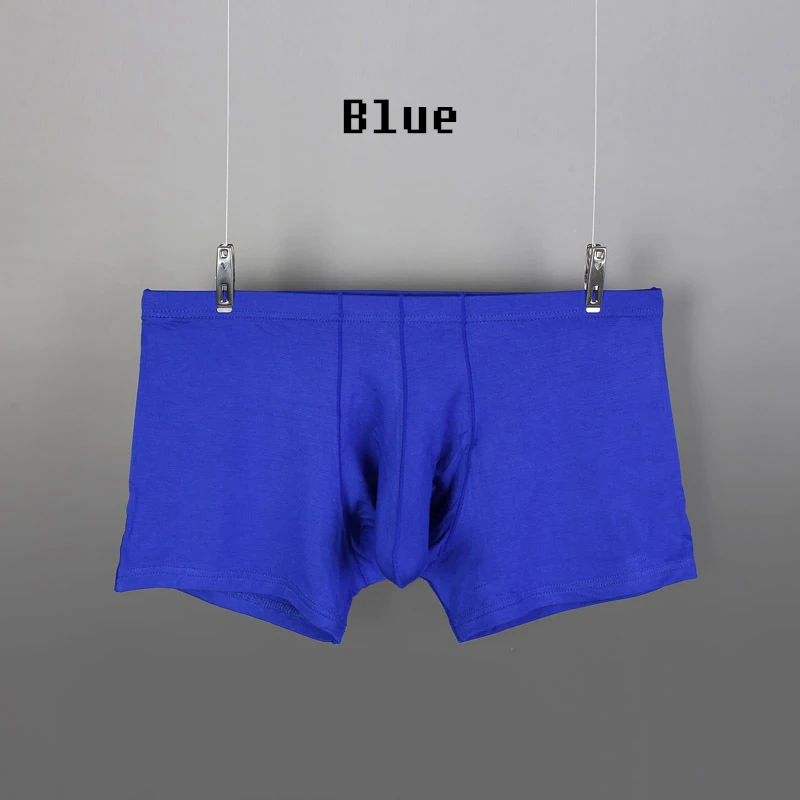 blue Мужское нижнее белье, боксеры, трусы для пениса, синие, Модальные, мягкие, сексуальные, одноцветные, удобные, трусы для геев, мужские, здоровье, выпуклая, новинка - Цвет: blue