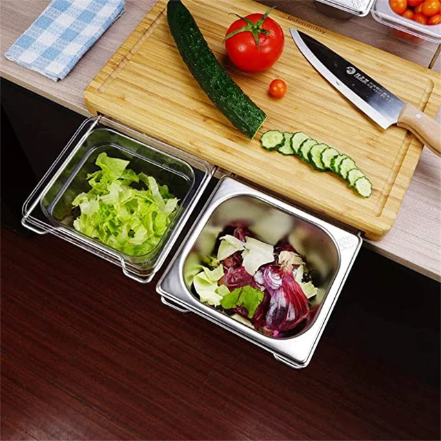 Expandable Bamboo Cutting Board Set with Trays and LIDS for Kitchen Juice  Trough Environmentally Friendly Cutting Board