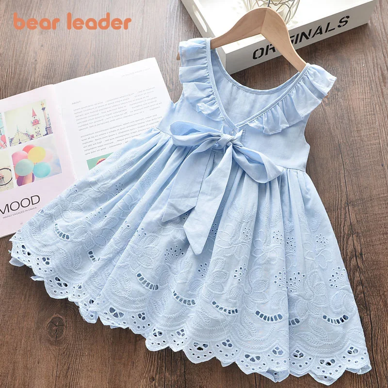 Bear Leader Kids Girls Dress New Summer Girl Princess Sweet Bow Striped Cute Children Clothing 3 7Y | Детская одежда и обувь