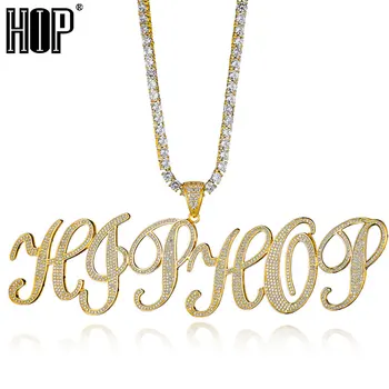 

Hip Hop Custom Name NEW CURSIVE Cubic Zirconia Bling Combination Words Iced Out Chain Pendants & Necklaces For Men Jewelry