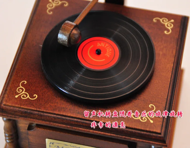 Free shipping Craftsmanship House Ancient Phonograph Lovers Gift Birthday Gifts for Children Wooden Music Box