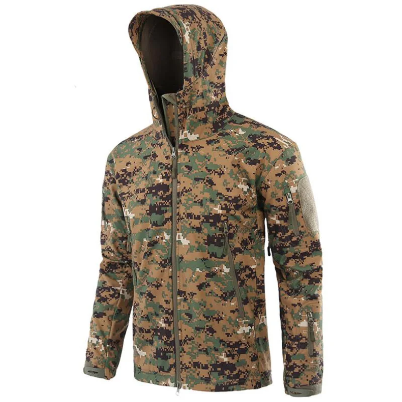 Тактическая куртка мужская военный камуфляж для вылазок Водонепроницаемая ветровка из мягкой ткани мужская зимняя теплая флисовая куртки летчиков охотничья одежда - Color: Jungle digital
