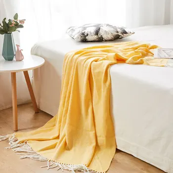 

Hand-knitted Blankets Spring Fall Bed Sofa Travel Soft Throw Blanket with Tassel Thread Blanket Couches Towel Cover for Home
