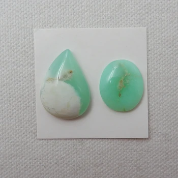

New!! 2Pcs Natural Stone Chrysoprase Cabochons, Stone For Cabochons Making 24x17x6mm 18x15x4mm 5.6g