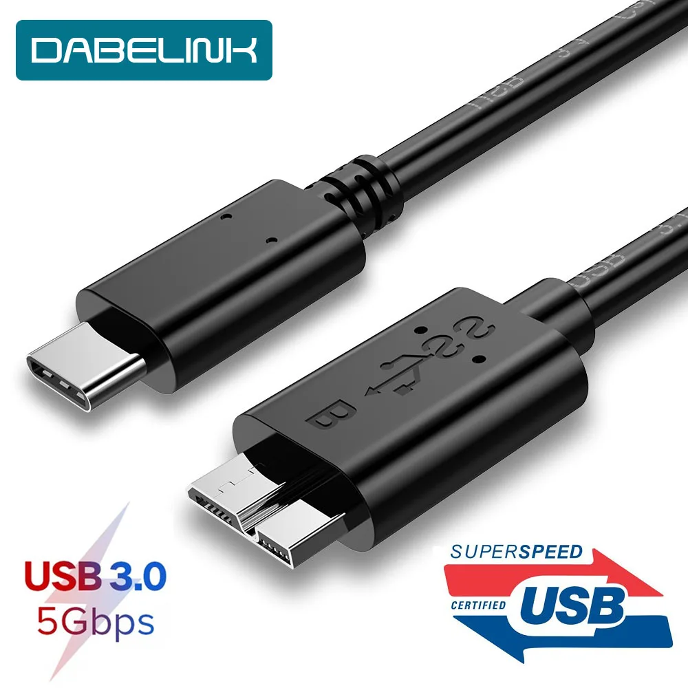 Кабель Micro B USB C 3,0, 5 Гбит/с, кабель для внешнего жесткого диска, HDD для Samsung S5 Note3 Toshiba WD Seagate HDD, кабели передачи данных USB3.1