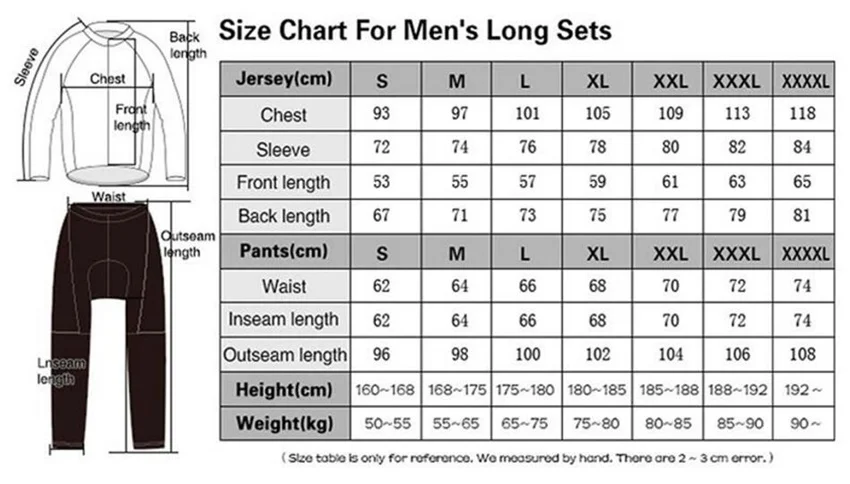 11 Size Chart Long Sleeve Set