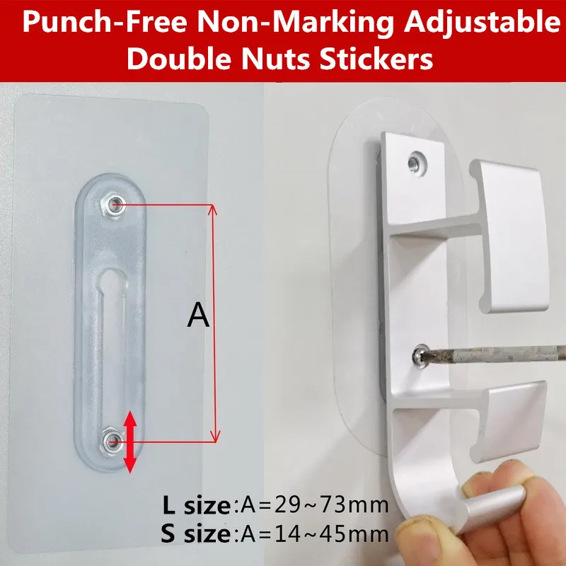 Pegatinas de tornillo de doble tuerca ajustables, sin perforar, gancho de imagen de pared, Kit colgante de pared dura Invisible sin huellas, 2 uds.