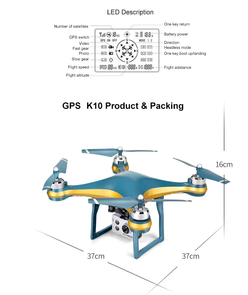 XKY K10 gps Дрон WiFi FPV Дрон с регулируемой HD ESC камерой широкий угол+ высота удержания RC Квадрокоптер Дрон-20 мин Время полета