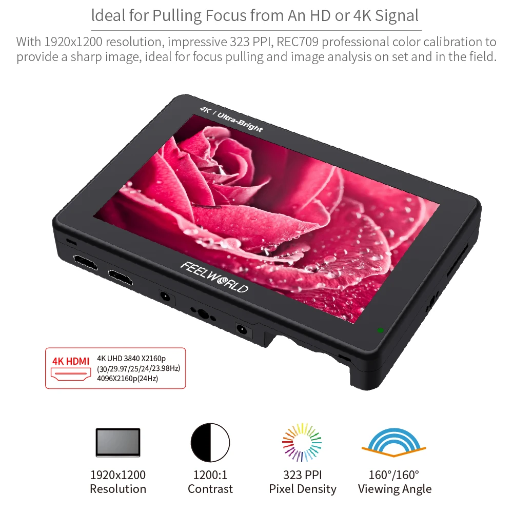 7 дюймовый 3G SDI 4KHDMI 2200nits 3D LUT сенсорный экран для цифровой зеркальной камеры
