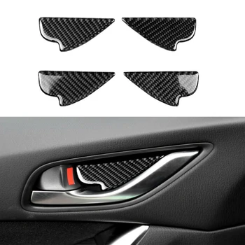 

4pc Carbon Fiber Inner Door Handle Bowl Cover Stylish Car Decorative Sticker For Mazda 3 Mazda 6 CX-3 CX-5 CX-9