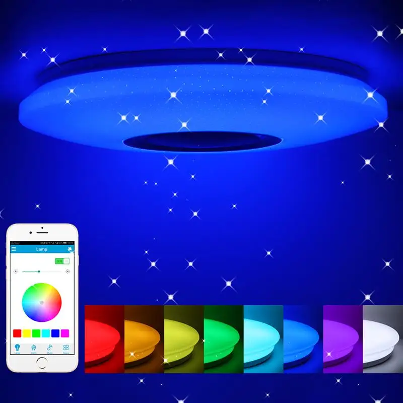 LED Full Color Bedroom Ceiling Light Modern Home 36W 60W Rgb Color APP Bluetooth Music Light Bedroom Lamps Smart Ceiling Lamp