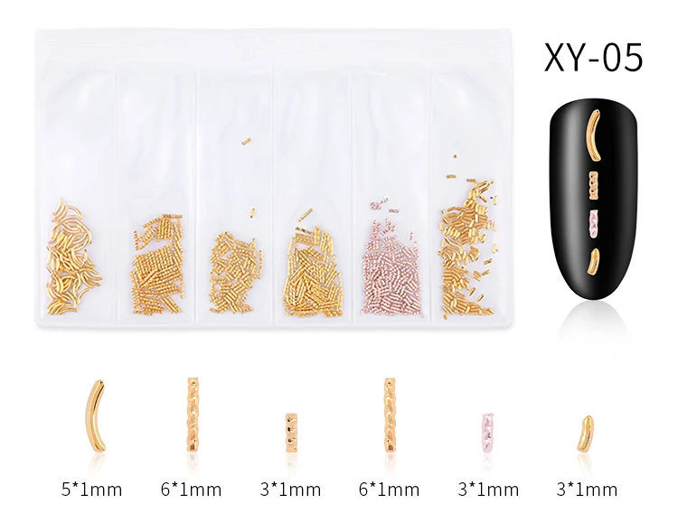 PinPai brand 3d metal nail art decoration 10 kinds gold nail jewelry decoration