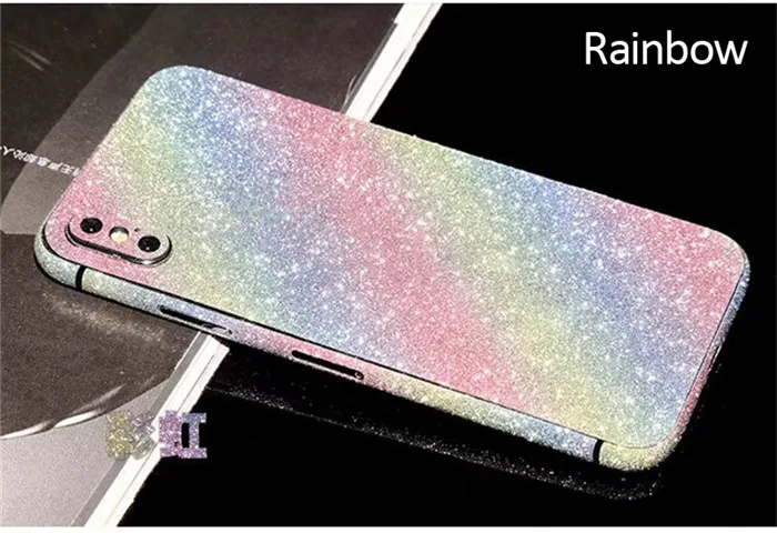 Блестящая наклейка для телефона iPhone 11 Pro XS Max, Защитная пленка для всего тела, наклейка для iPhone X XR 8 7 6 Plus 5S - Цвет: Rainbow