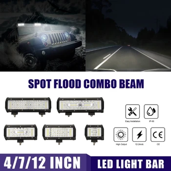 

4/7/9/10inch Car LED Work Light Bar Driving Lamp For Offroad Boat Tractor Truck SUV Fog Light 12V 24V Headlight For Off Road