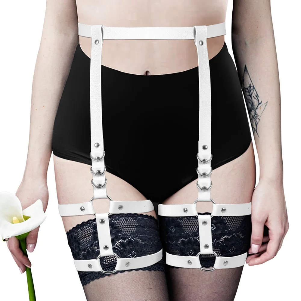 

Женское кожаное Эротическое нижнее белье Goth в стиле панк, эластичные подвязки для ног