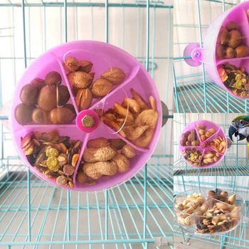 

Pet Bird Cage Food Plate Wheel Mechanism Foraging Ball Parrot Feeder Cage Pendant Rotating Acrylic Toys Parrots Small Animals