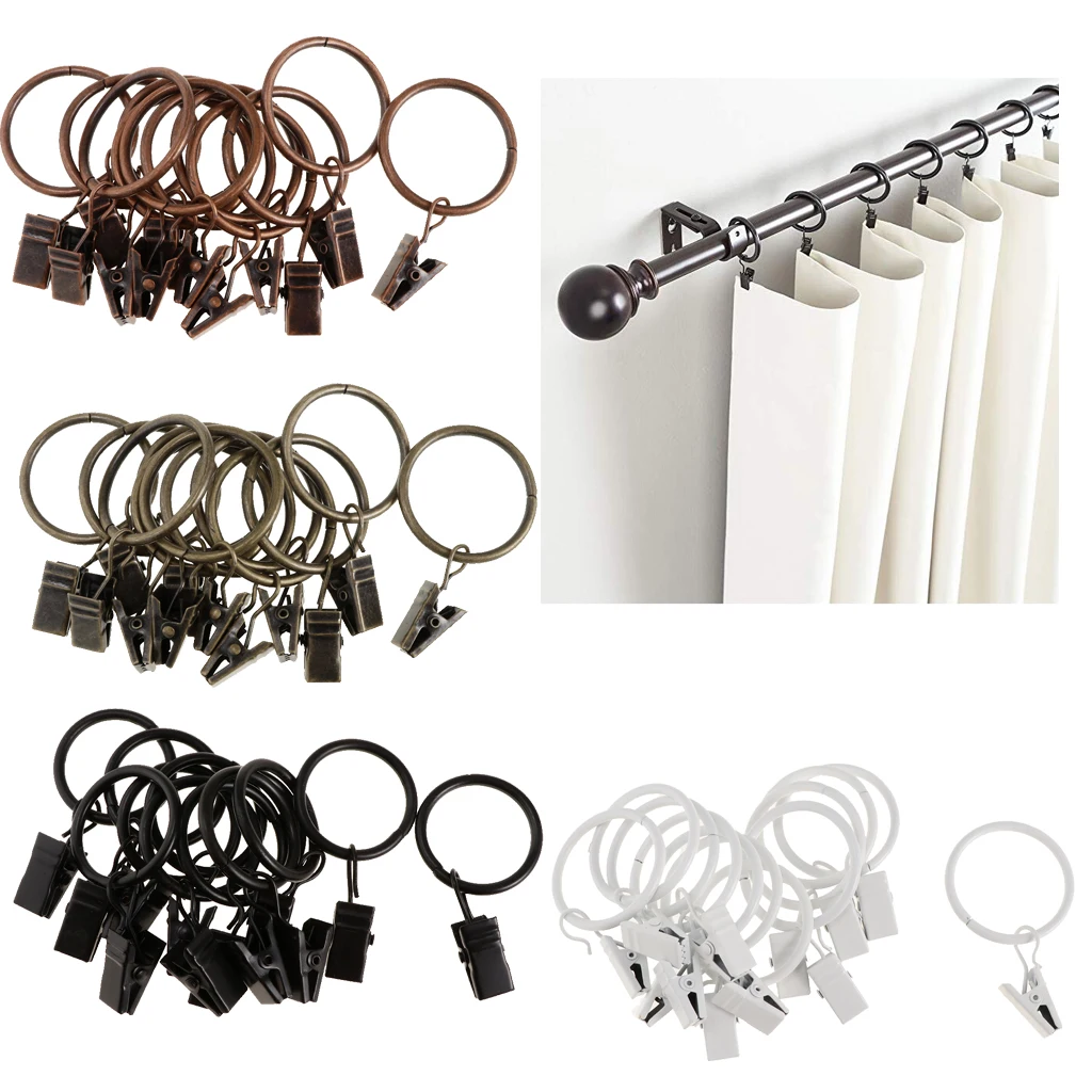 

Drapery Curtain Clips with Rings Set of 12 Rings Curtains Eyelets Hooks