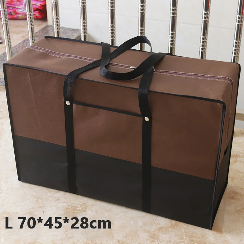 brown L 70x45x28cm Переносная большая сумка из водонепроницаемого холста, Большая вместительная Мужская Дорожная сумка из ткани Оксфорд, стеганая сумка, упаковка для багажа - Цвет: brown L 70x45x28cm