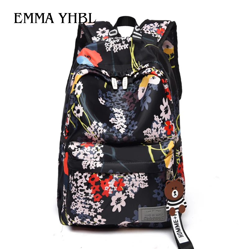 EMMA YHBL женские модные рюкзаки Цветочные ранцы с принтом Холщовый Рюкзак Школьная Сумка для девочек рюкзак женский походный рюкзак