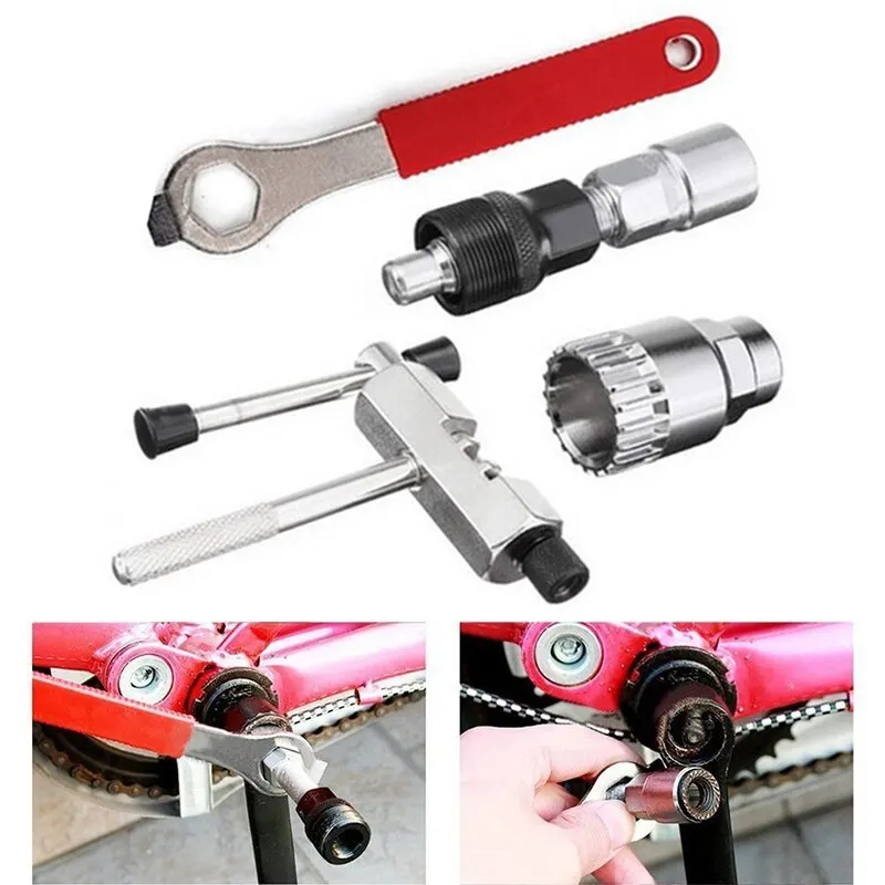 Crank Removal Tool Mountain Bike Crank Chain Axis Extractor Removal Repair Metal Tools Set Lathe Tool Crank Ball Bearing Kit