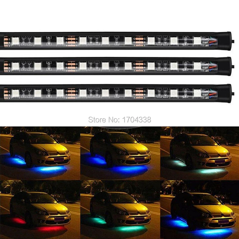 4x DC12V IP68 RGB 5050 SMD музыка дистанционное управление RGB Светодиодная лента под Автомобильная трубка подсвечивающая система нижнего тела