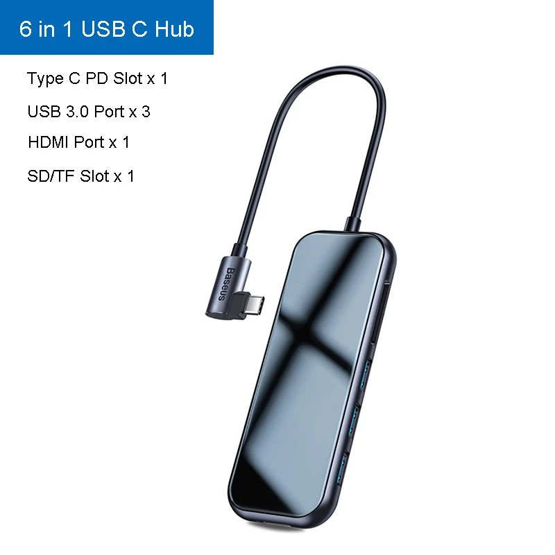 Baseus USB C концентратор для HDMI RJ45 Мульти USB 3,0 для Macbook Pro iWatch Беспроводное зарядное устройство hab usb разветвитель Тип C адаптер для Aux Jack - Цвет: HDMI SD IF USB HUB