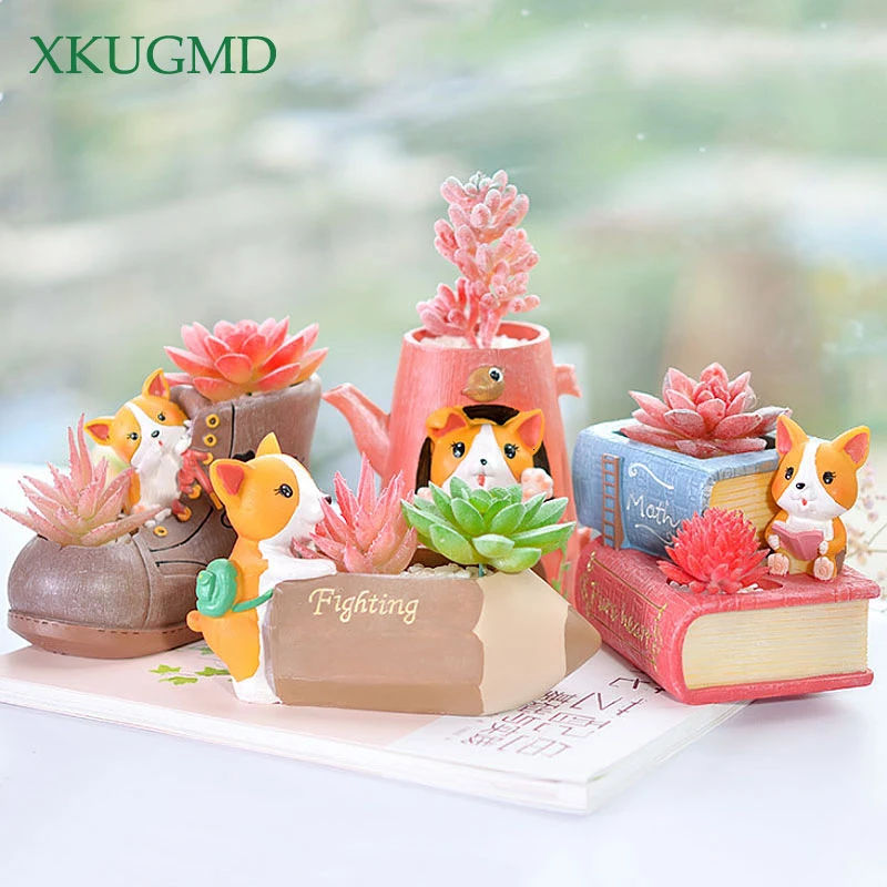 

Animal Resin Flower Pot Desktop Flower Arrangement Container Garden Cute Fleshy Flower Pot Craft Resin Ornament