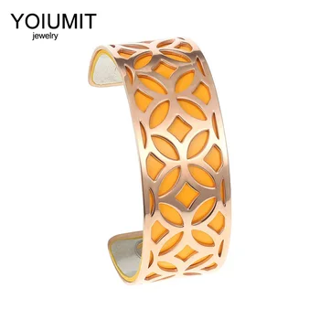 

Cremo Simple Bracelets Wide Opening Adjustable Bangles For Women Stainless Steel Bracelet Georgette avec cuir Manchette Femme