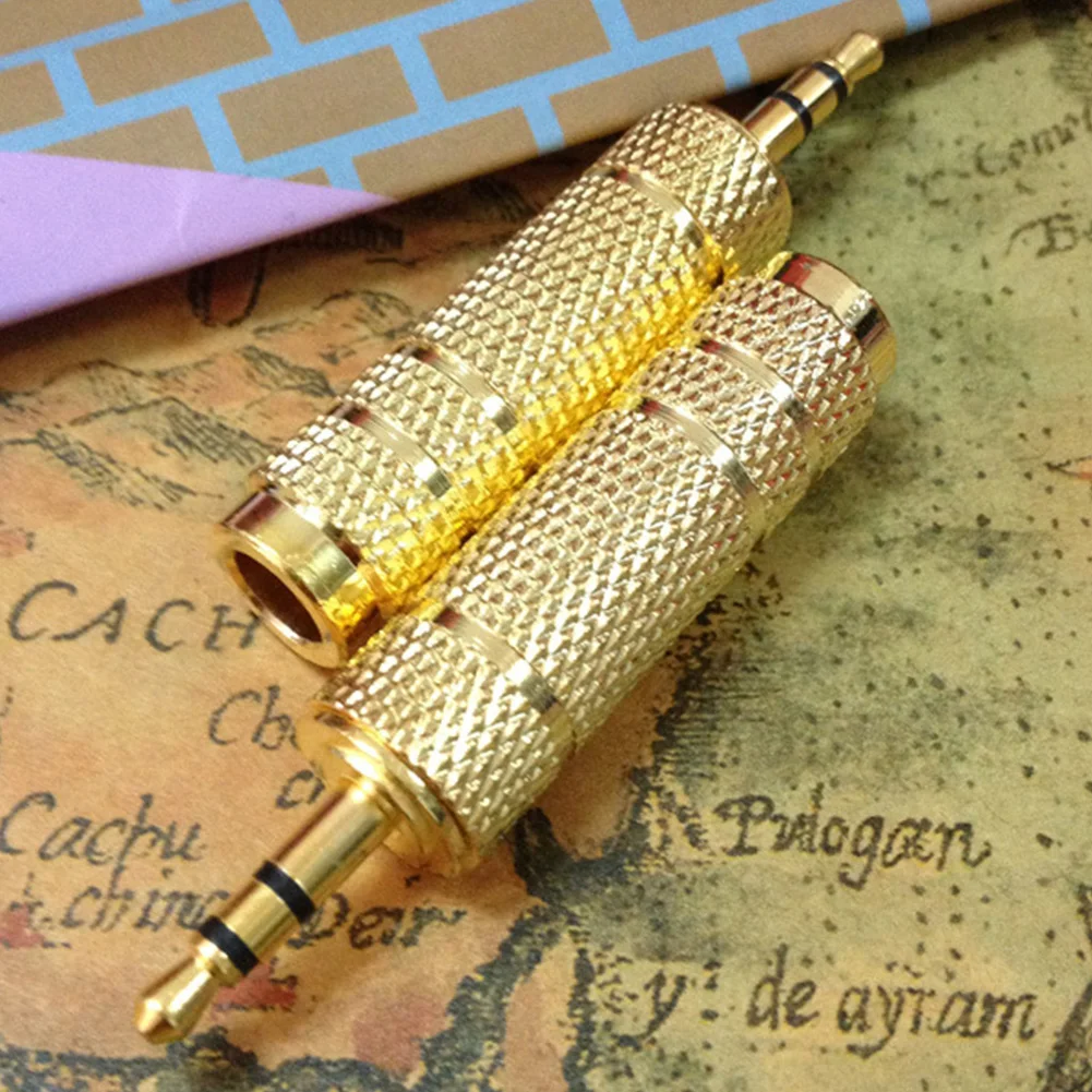 4pcs Portable Microphone Electric Guitars Practical Accessories 3.5mm Male To 6.35 Female Mini Gold Plated Stereo Audio Adapter