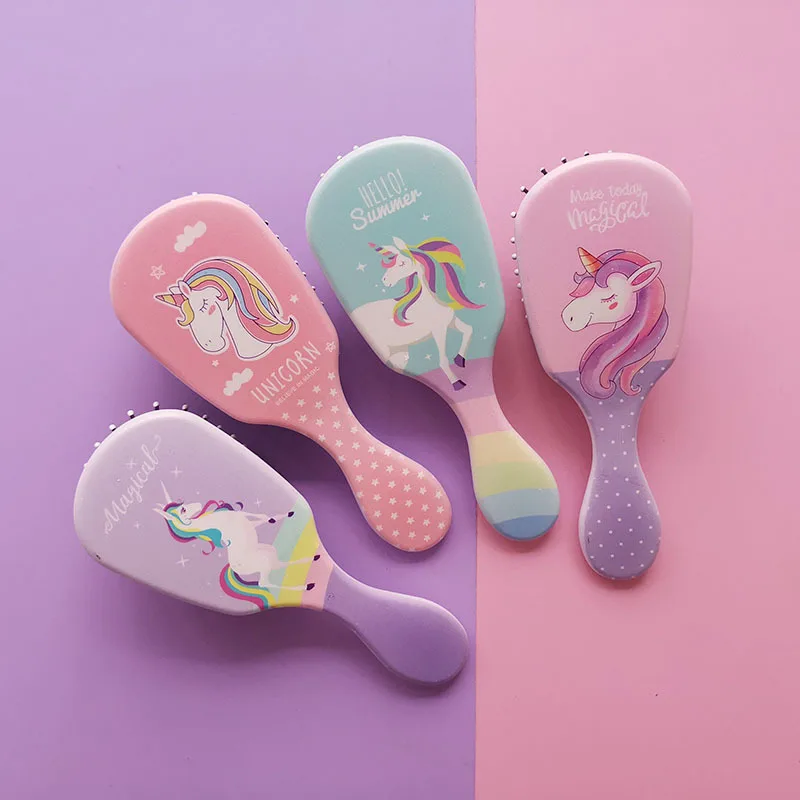 Кросс-граница Горячая мини мультфильм shu Мода Радуга лошадь печатных подушки гребень пластик антистатические массаж парикмахерские ко