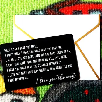 

New Year Love Note Boyfriend Gifts Engraved Wallet Cards Inserts Anniversary Gifts party favors Christmas Gifts for Husband Men