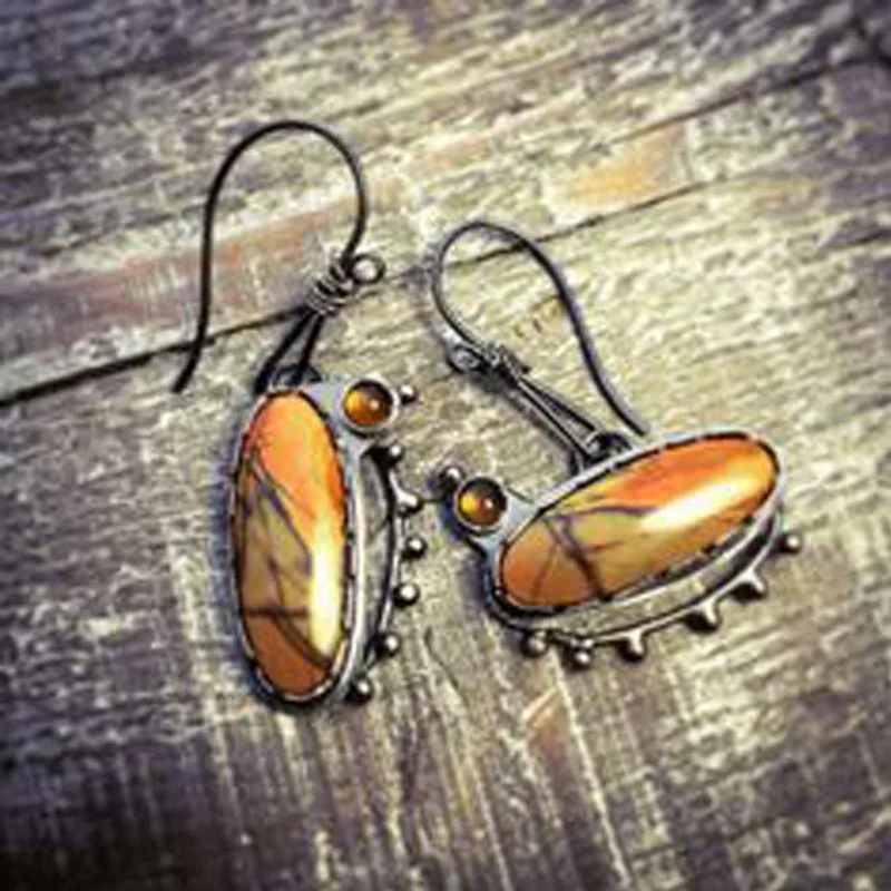 

Vintage Pendientes Snails Resin Stone Drop Earrings Delicate Antique Silver Handmade Hook Dangle Earrings Brincos Mujer Z3D354