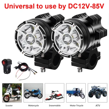 

Motorcycle Headlights 12v External Always Bright Burst Flash Waterproof Six Lamp Beads Aluminium Alloy LED Headlamp Wire Harness