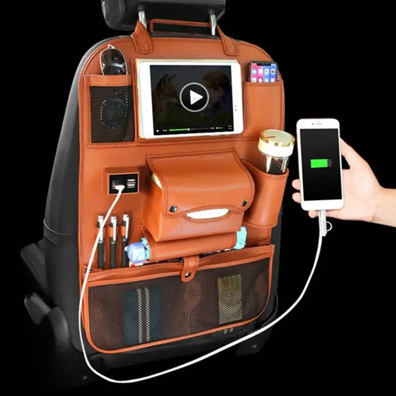 VODOOLCar Органайзер на заднее сиденье автомобиля 4 USB держатель мешка для Хранения Зарядки Путешествия многофункциональный карманный укладка Tidying авто аксессуары