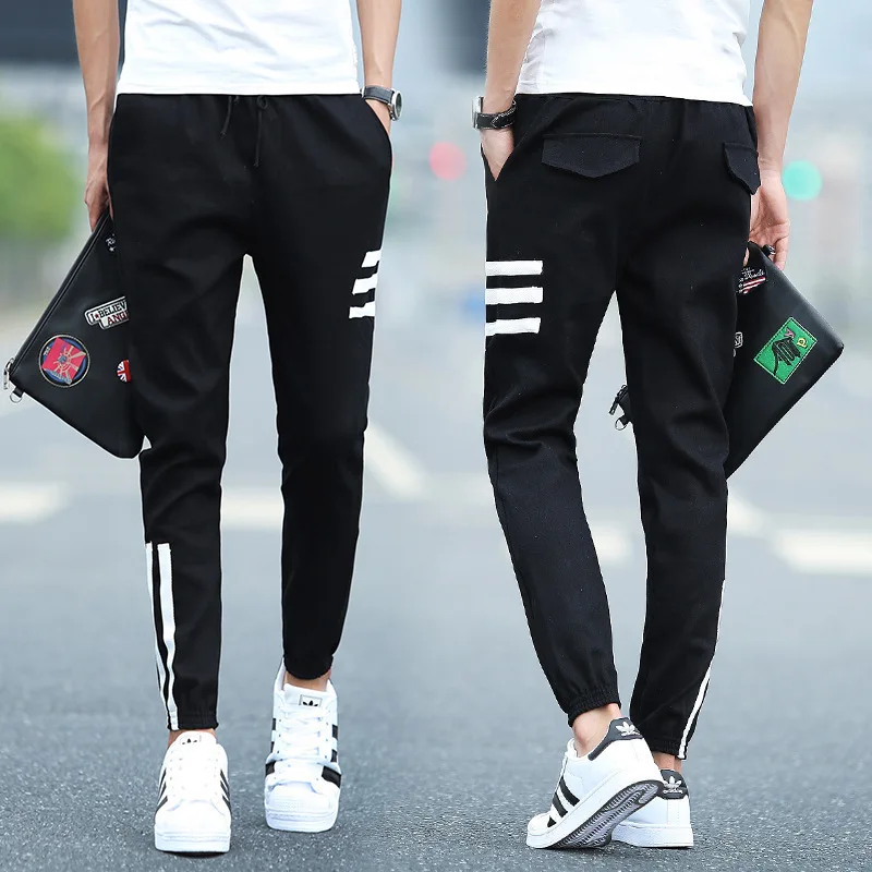 

Summer tian chao Men Students Skinny Sports 8 Points Capri Pants Teenager Summer Men's 9 Points Casual Pants Summer Trousers