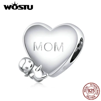 

WOSTU Mom Heart Lovely Baby Charm 925 Sterling Silver Bead Fit Original Bracelet Pendant Necklace Jewelry Mother Day Gift CTC218