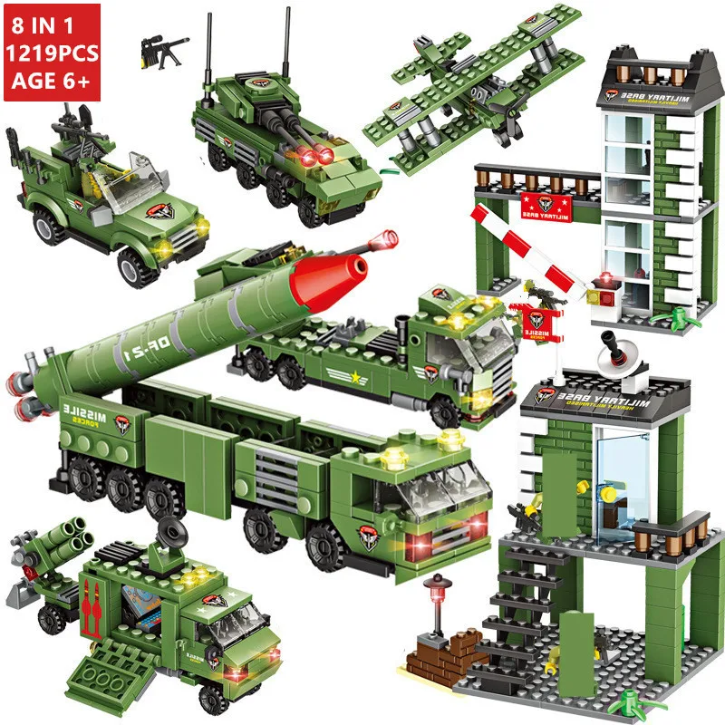 

1219Pcs Military Missile War Tank Technic Building Blocks Sets Army WW2 Weapon LegoINGLs Bricks Lepinblocks Toys for Children