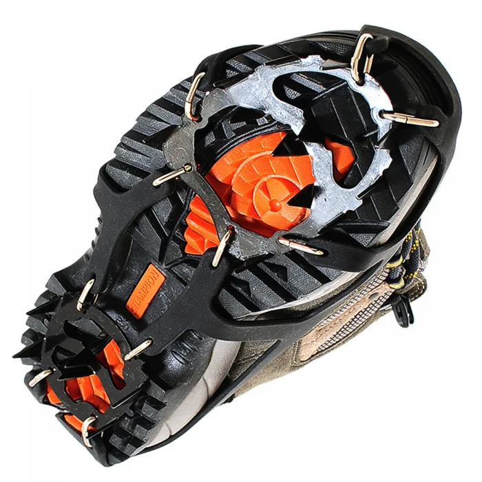 1 Pair Snow Climbing Gripper Anti-slip Shoes Boots Cover Spike Cleats Crampons 18-tooth Silicone BHD2