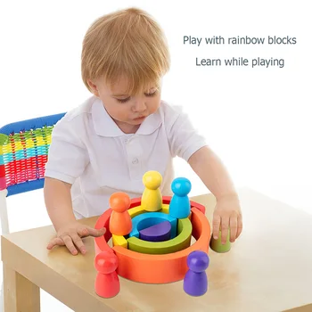 

Rainbow Stacking Arch Wooden Stacker Toys for Kids Creative Building Blocks Rainbow Building Blocks Toy Set Toys
