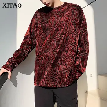 

XITAO Vintage Fashion T Shirt New Women 2020 Spring Elegant Striped Pullover Goddess Fan Casual Style Loose Tee Top DMY3804
